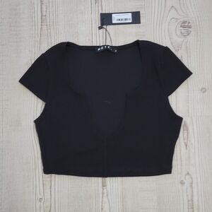 Motel Rocks Black Deep V Crop Top